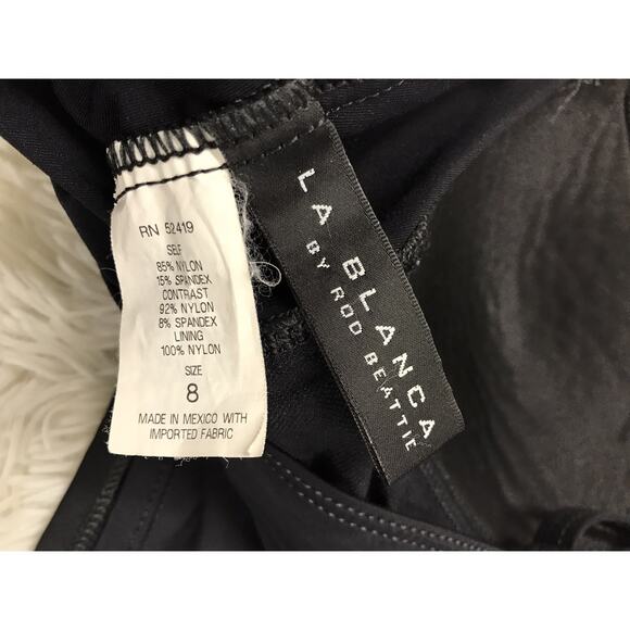 La Blanca Rod Beattie Swim Top Swimsuit Tankini Sz 8 Black Twist Front Bikini - Picture 7 of 7